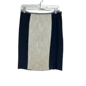 Yoana Baraschi Women's Size 4 Tweed Knitted Straight & Pencil Skirt Cream/Black